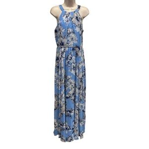 Eliza J women’s blue floral halter maxi dress wedding guest size 8